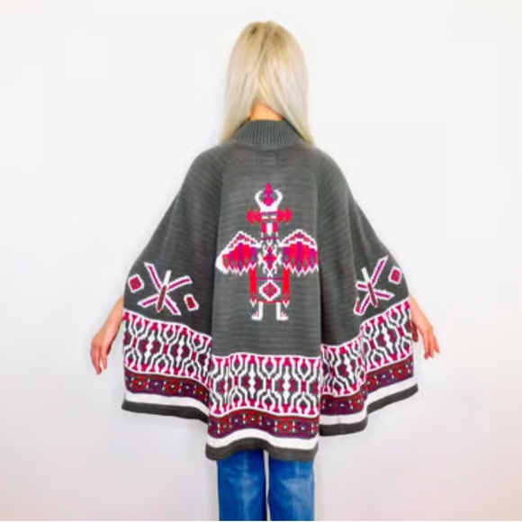 Vintage 1960’s Hopi Kachina Tribal Patterned Poncho - Picture 1 of 9